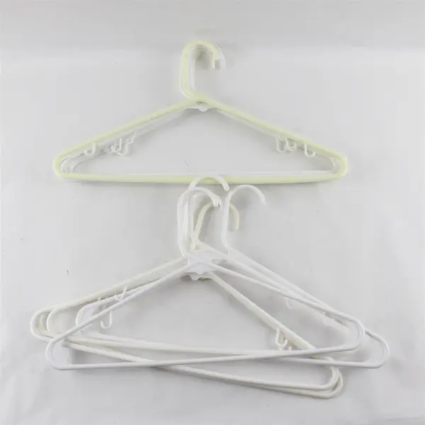 Lot of 10 White and Off-White Plastic Clothes Hangers FLAWED