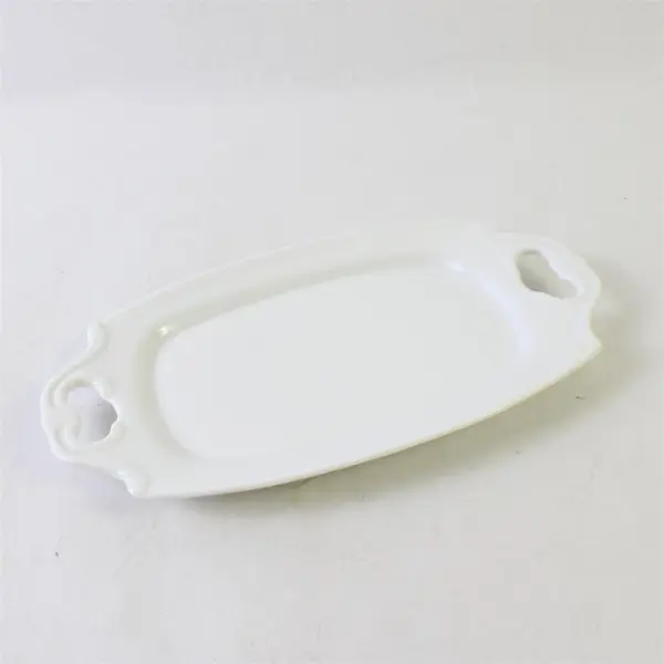 Freddie's Set of 4 White Ceramic Rectangular Serving Platters w/ Handles