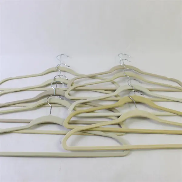 Lot of 10 Off-White Beige Felt Clothes Hangers