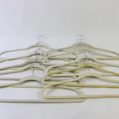 Lot of 10 Off-White Beige Felt Clothes Hangers
