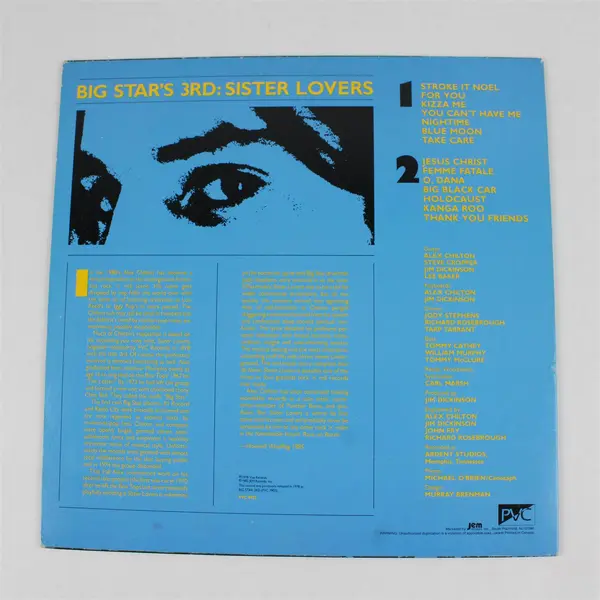 Big Star's 3rd: Sister Lovers 12" Vinyl LP