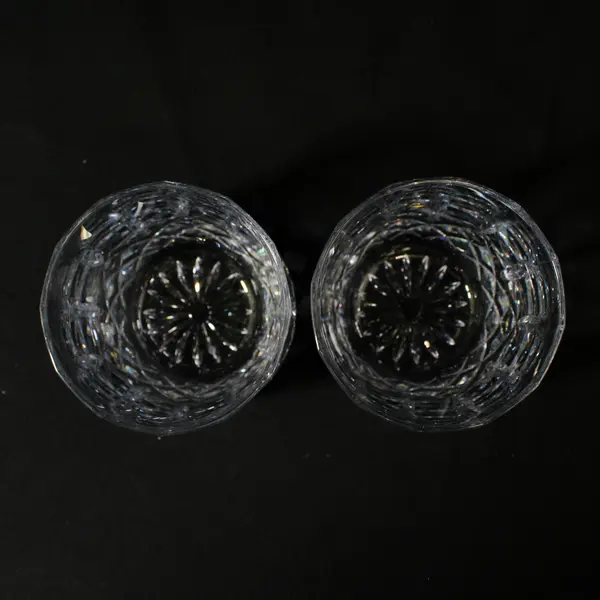 Set of 2 Clear Cut Old Fashioned Glasses 3.5 in Tall Unmarked