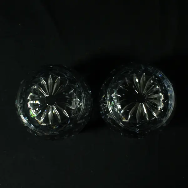 Set of 2 Clear Cut Old Fashioned Glasses 3.5 in Tall Unmarked