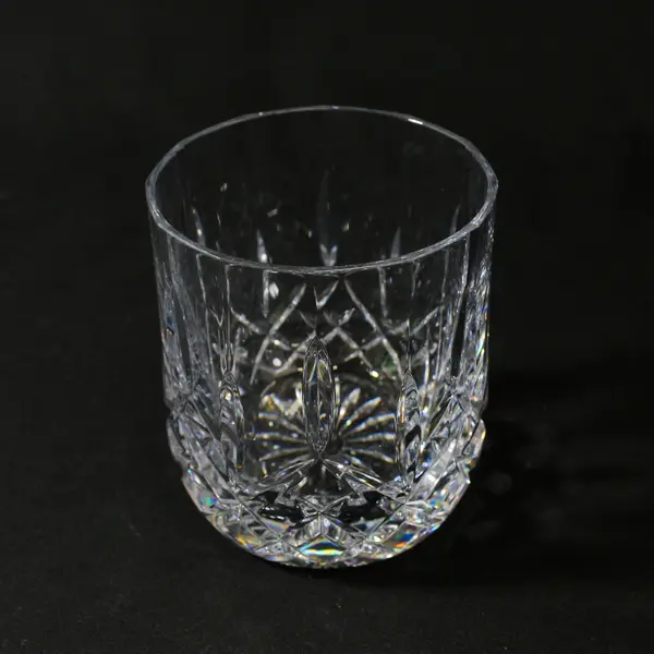 Set of 2 Clear Cut Old Fashioned Glasses 3.5 in Tall Unmarked