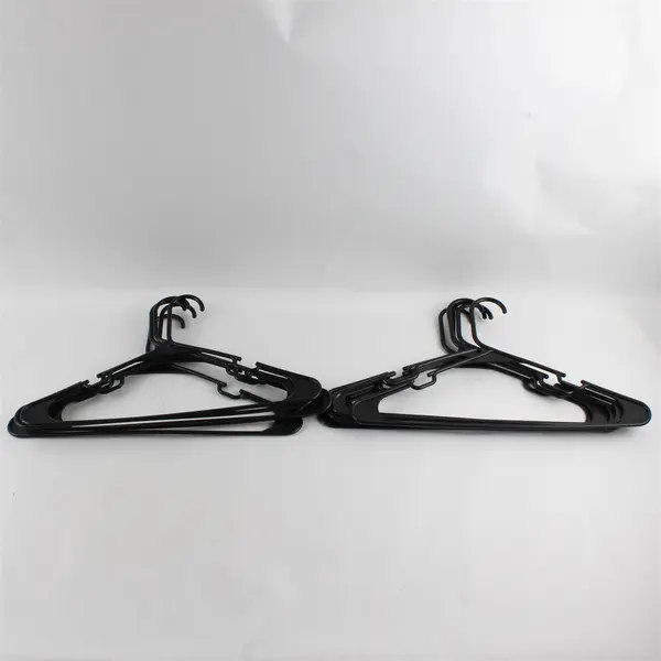 Lot of 10 Black Plastic Clothes Hangers Closet Storage