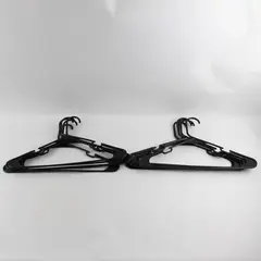Lot of 10 Black Plastic Clothes Hangers Closet Storage