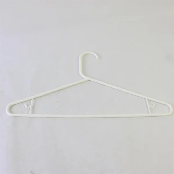 Lot of 10 White Plastic Clothes Hangers Shirts Pants Strap Hooks