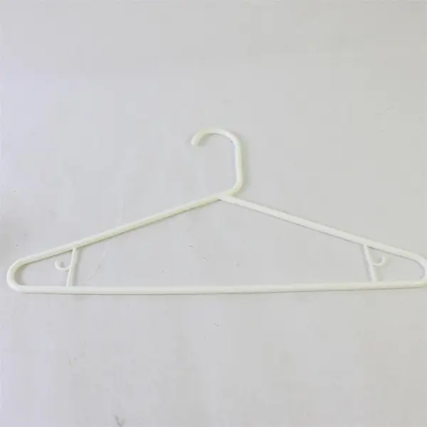 Lot of 10 White Plastic Clothes Hangers Shirts Pants Strap Hooks