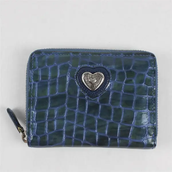Brighton Wallet Bellissimo Heart Blue Crocodile-Embossed Leather Wallet