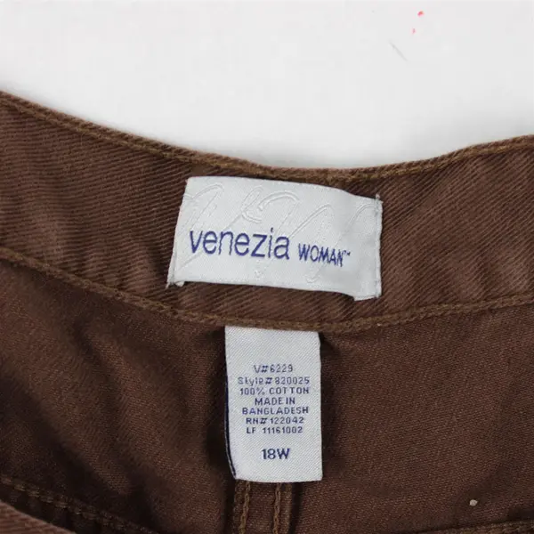 Venezia Woman 18W Brown Cotton Cropped Utility Carpenter Pants