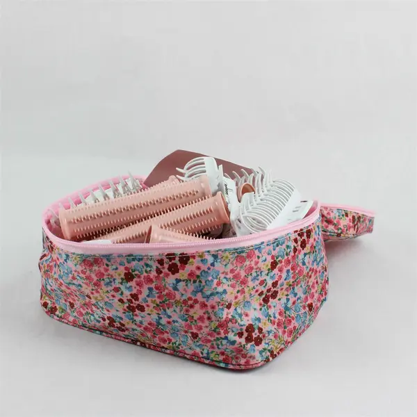 Calista Hair Rollers Set 12 Clips Floral Bag