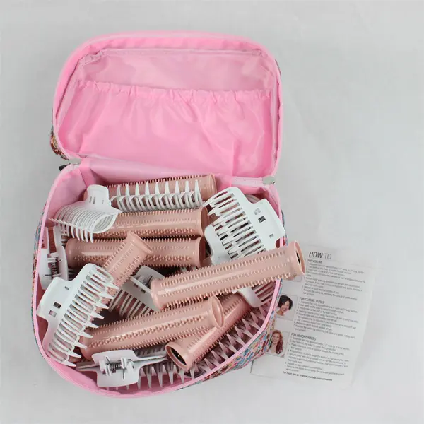 Calista Hair Rollers Set 12 Clips Floral Bag