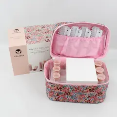 Calista Ion Hot Rollers Set of 12 Rollers w/ Clips & Floral Bag Dual Voltage