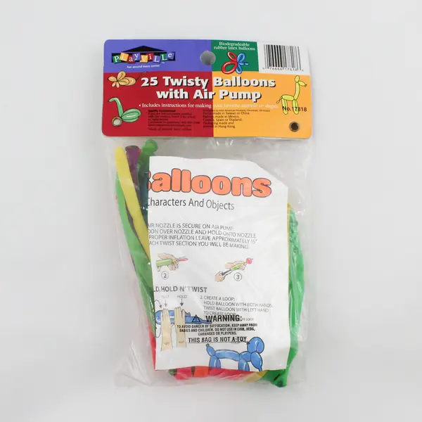 Playville 25 Twisty Balloons w/ Air Pump 17818 New Instructions