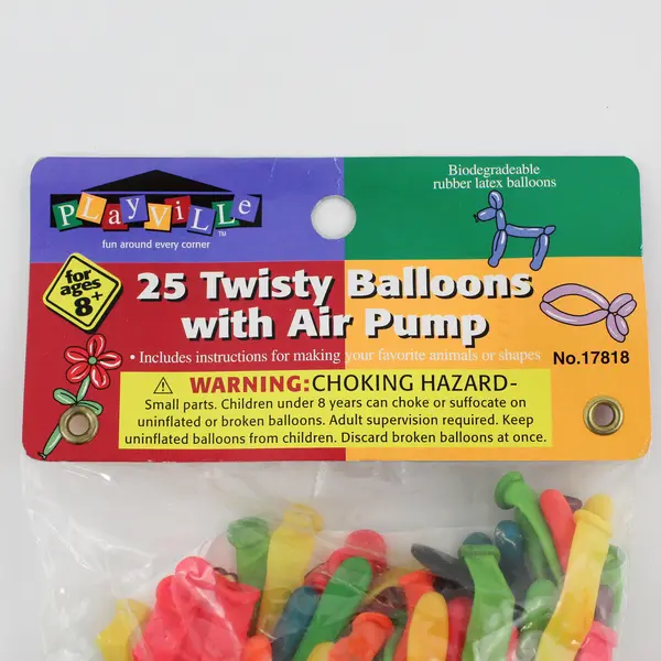 Playville 25 Twisty Balloons w/ Air Pump 17818 New Instructions