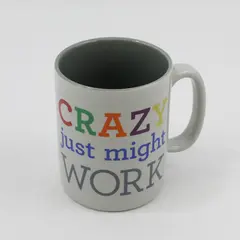 Crazy Just Might Work Coffee Tea Mug Cup Gray and Colorful 