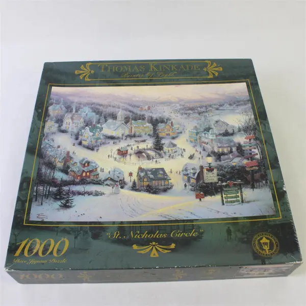 Vintage Thomas Kinkade Jigsaw Puzzle 1000 pc. St. Nicholas Circle 1997 Sealed 