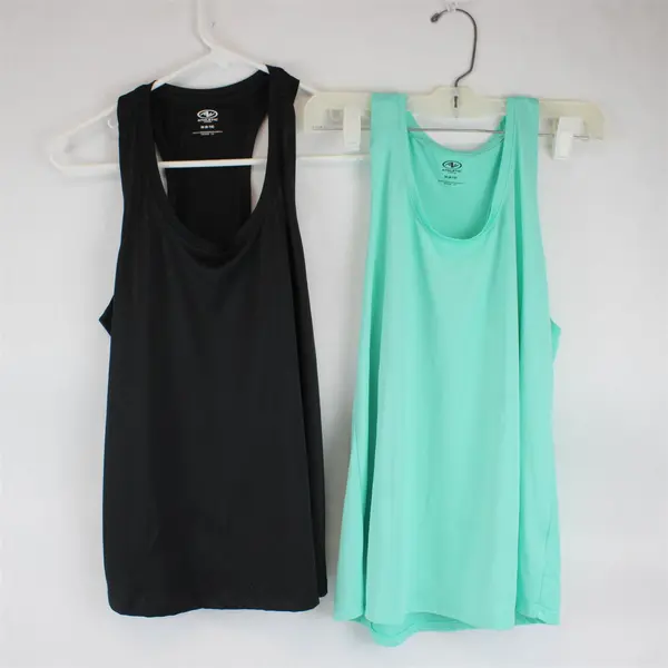 Lot of 2 ATHLETIC WORKS  Size M(8-10) Mint & Black Sleeveless Gym Tank Top Shirt
