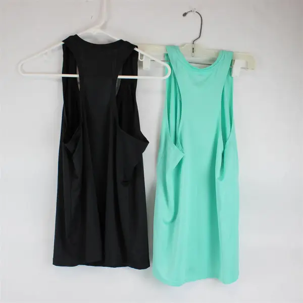 Lot of 2 ATHLETIC WORKS  Size M(8-10) Mint & Black Sleeveless Gym Tank Top Shirt
