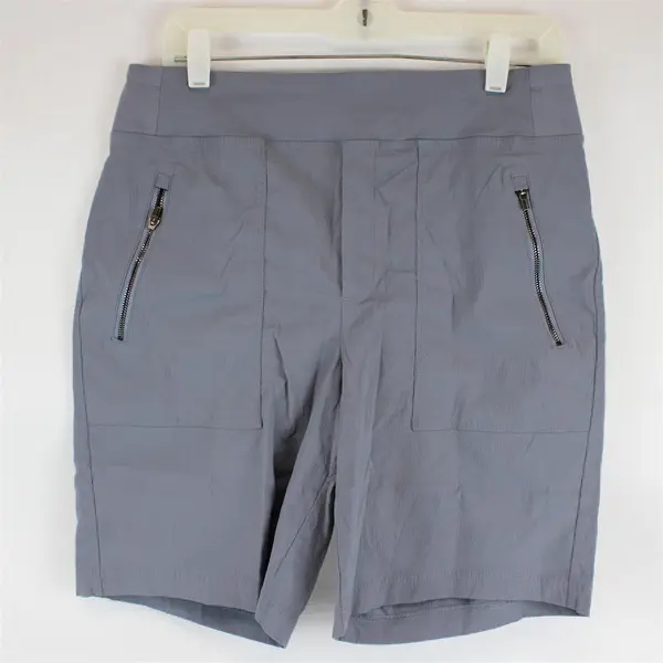 Athleta Womens Size 10 Gray Athletic Shorts Zip Pockets Elastic Waist