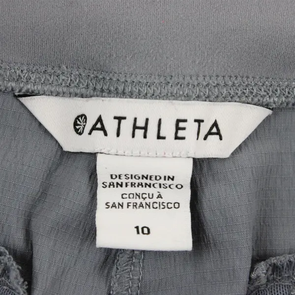 Athleta Womens Size 10 Gray Athletic Shorts Zip Pockets Elastic Waist