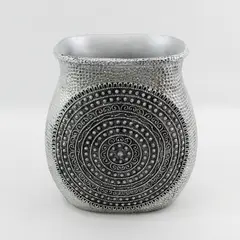 Heavy Nicole Miller Silver Ornate Vase or Vessel 9.8" Tall 