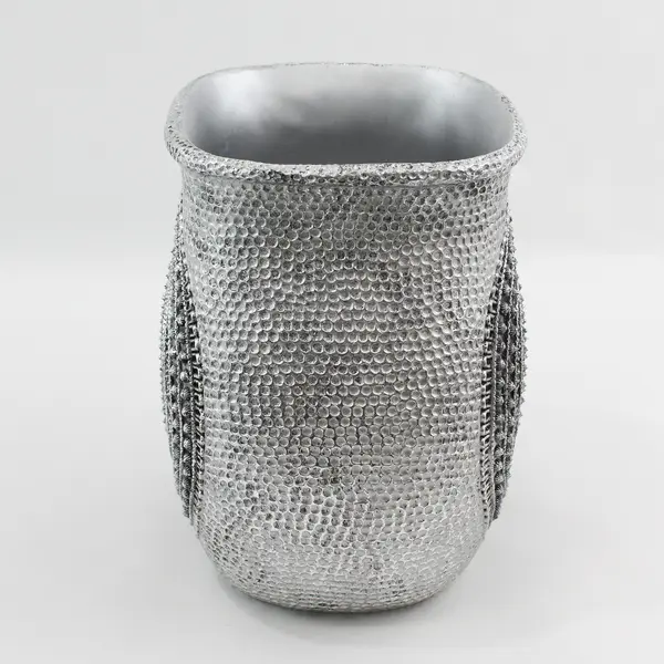 Heavy Nicole Miller Silver Ornate Vase or Vessel 9.8" Tall 
