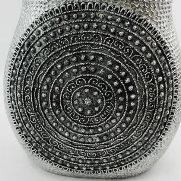 Heavy Nicole Miller Silver Ornate Vase or Vessel 9.8" Tall 