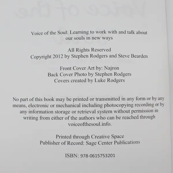 Voice of the Soul Learning to Work With Stephen Rodgers Steve Bearden 2012 PB