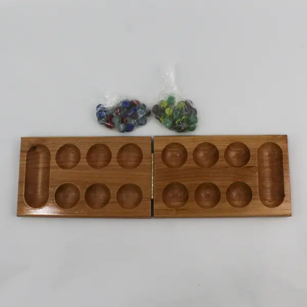 Deluxe Solid Wood Folding Mancala Board Game Pre-Owned No Box