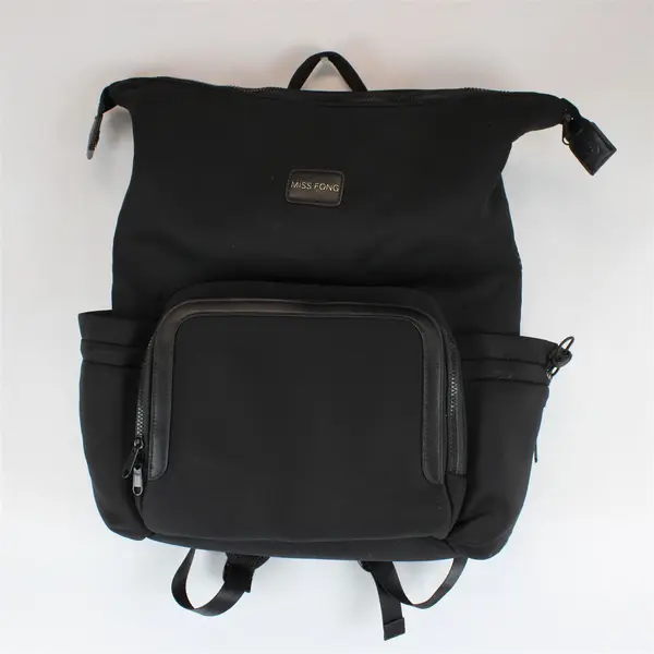 Miss Fong Backpack Black Water Resistant Diaper/Travel Bag Yellow Interior