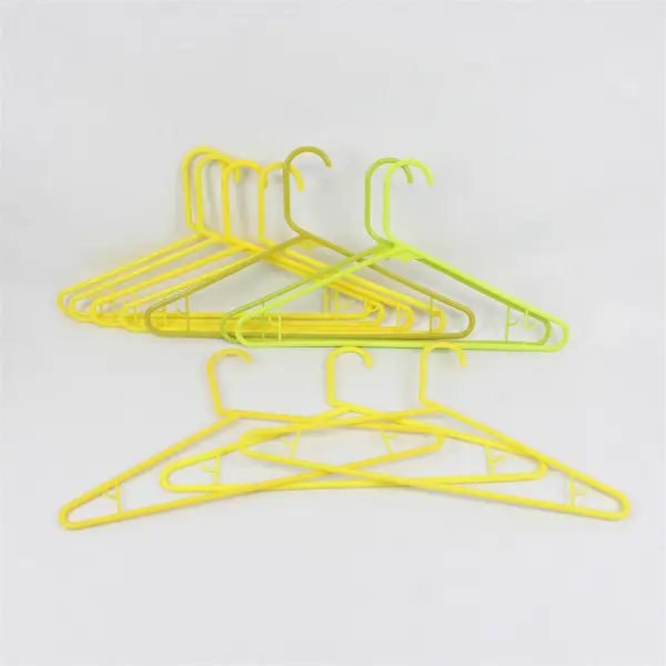 Lot of 10 Varied Yellow/Green Plastic Clothes Hangers Closet Organization