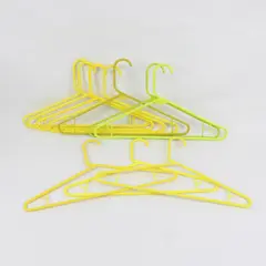 Lot of 10 Varied Yellow/Green Plastic Clothes Hangers Closet Organization