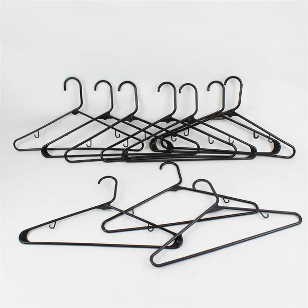 Neaterize Lot of 10 Black Plastic Clothes Hangers Shirts Pants Closet Org