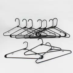Neaterize Lot of 10 Black Plastic Clothes Hangers Shirts Pants Closet Org