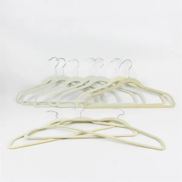 Joy Mixed Brand Lot of 10 Beige Velvet Clothes Hangers Non-Slip