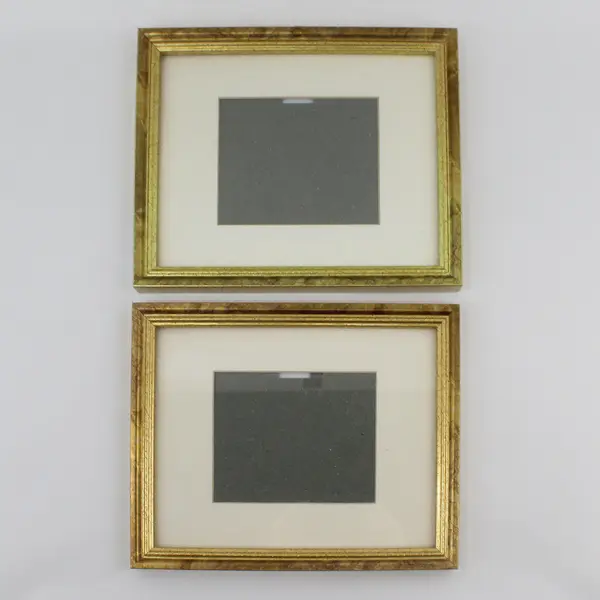 Lot of 2 Gold Finish Matted Tabletop Picture Frames