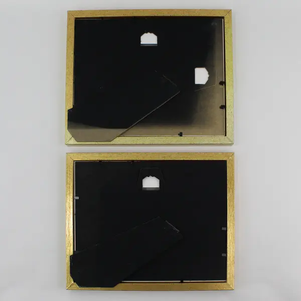 Lot of 2 Gold Finish Matted Tabletop Picture Frames