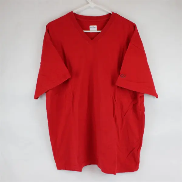 Spalding T Shirt Men's XL Short Sleeve Red V Neck Regular Fit Cotton 