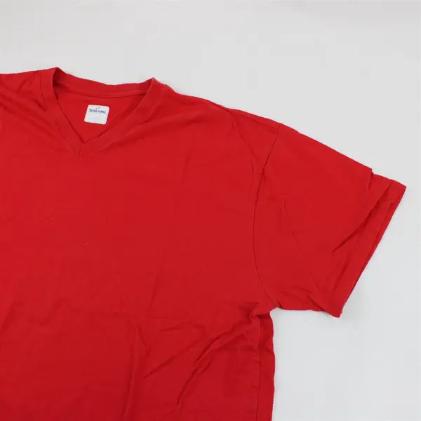 Spalding T Shirt Men's XL Short Sleeve Red V Neck Regular Fit Cotton 