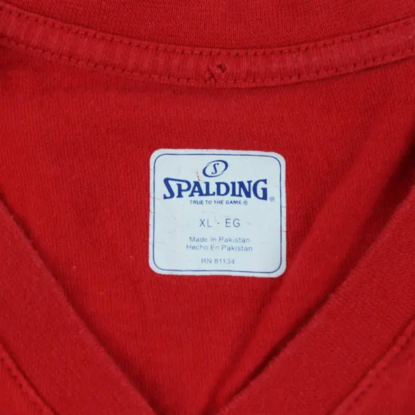 Spalding T Shirt Men's XL Short Sleeve Red V Neck Regular Fit Cotton 