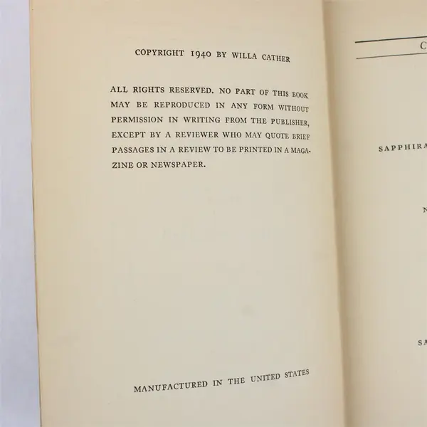 Vintage 1940 Hardcover Sapphira and the Slave Girl Willa Cather