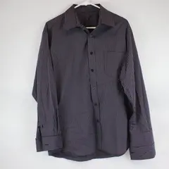 Men's Long Sleeve Purple Striped Button-Up Casual Dress Shirt Size Medium