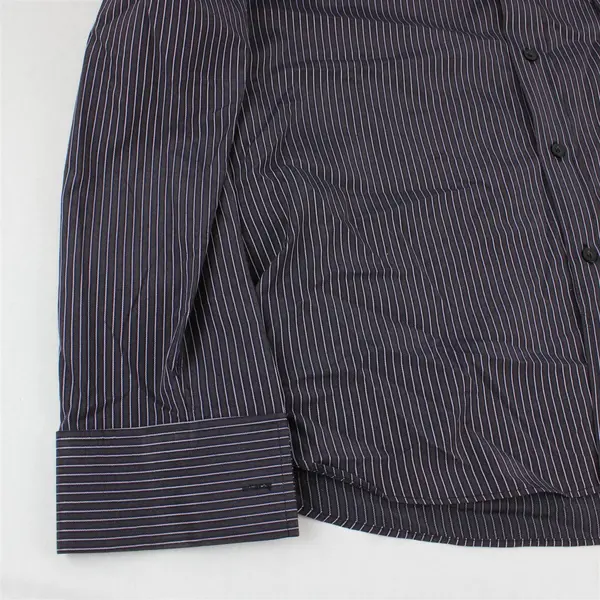 Men's Long Sleeve Purple Striped Button-Up Casual Dress Shirt Size Medium