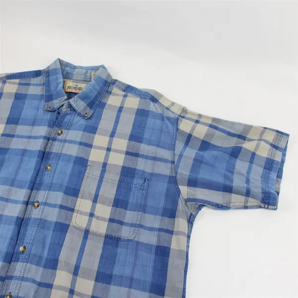 RedHead Mens XL Blue Plaid Short Sleeve Button Up Fishing Shirt