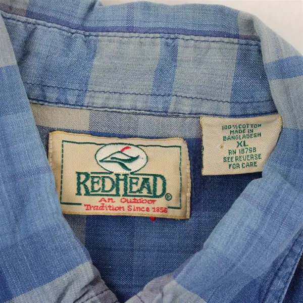 RedHead Mens XL Blue Plaid Short Sleeve Button Up Fishing Shirt