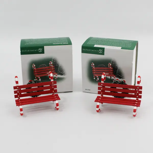 Lot of 2 1997 DEPT 56 Snow Village Accessory Candy Cane Bench  52669