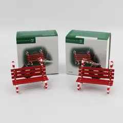 Lot of 2 1997 DEPT 56 Snow Village Accessory Candy Cane Bench  52669