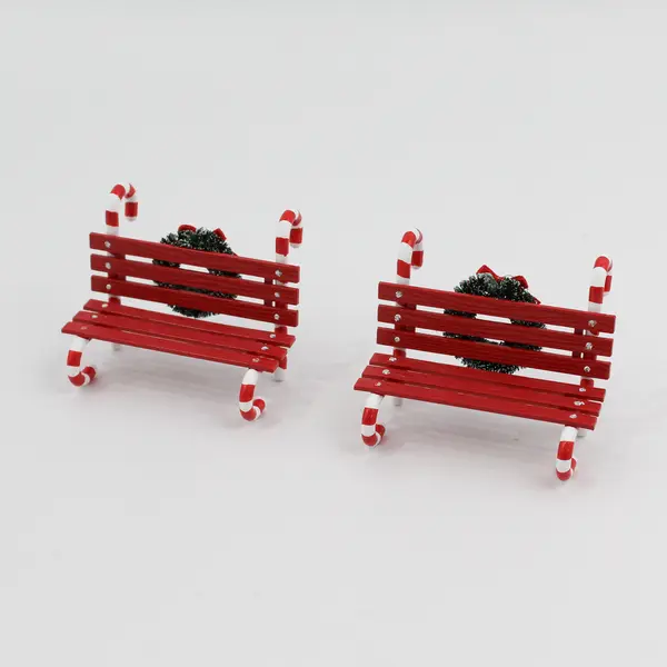Lot of 2 1997 DEPT 56 Snow Village Accessory Candy Cane Bench  52669