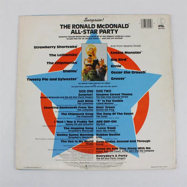 The Ronald McDonald All-Star Party! 12" Vinyl Record K-Tel LP